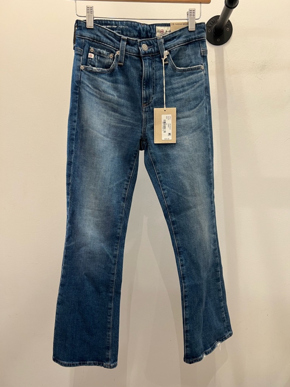 AG Adriano Goldschmied Mid Blue Farrah Boot Crop Jeans PM